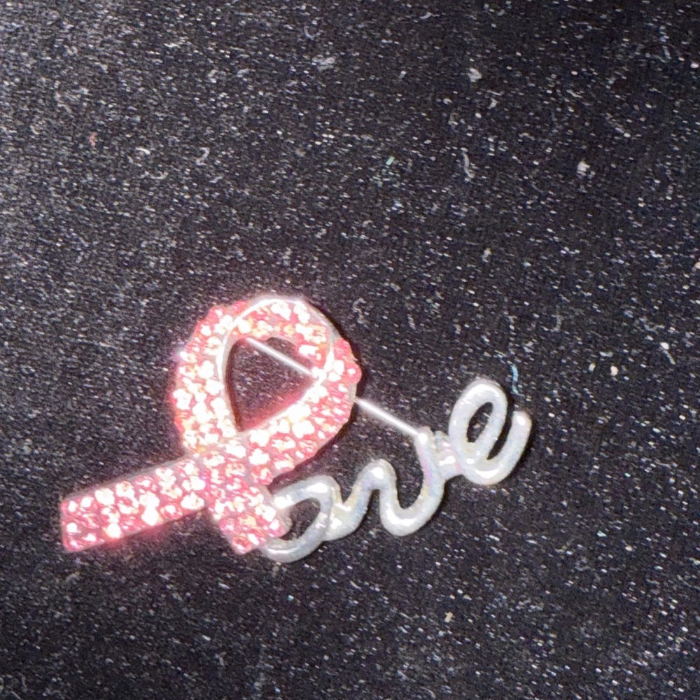 Pink Rhinestone Breast Cancer Awareness Ribbon “Love” Brooch 💖✨